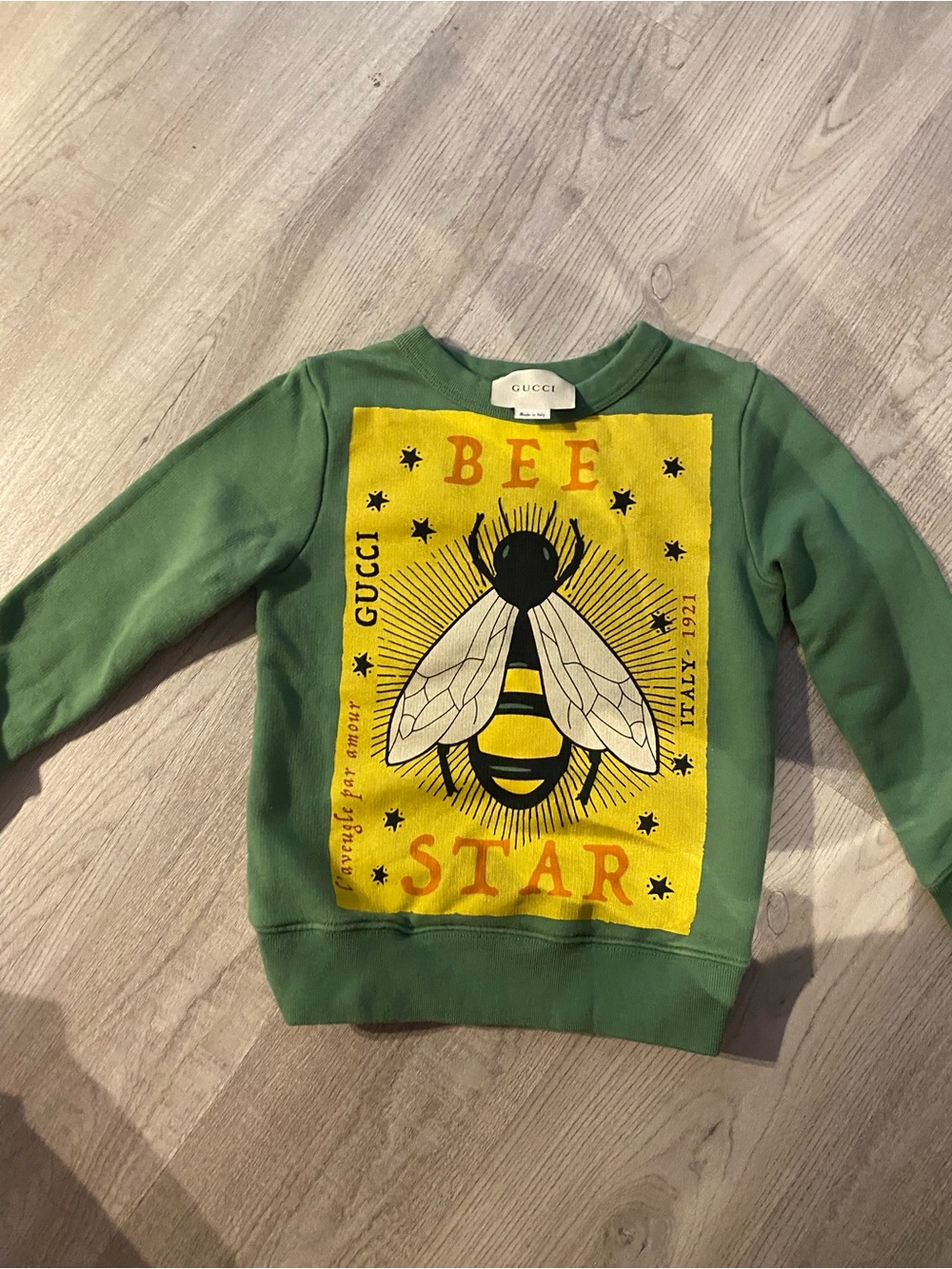 Gucci Kids Green Sweatshirt with Yellow Bee Panel